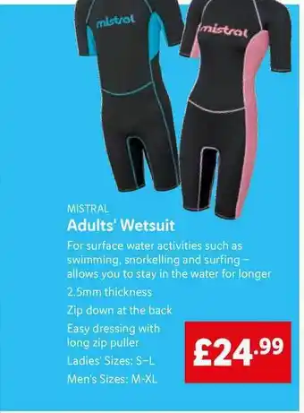 Lidl Mistral Adults' Wetsuit offer