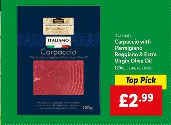 Lidl Italiamo Carpaccio With Reggiano & Extra Virgin Olive Oil offer