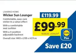 Lidl Livarno Home Wicker Sun Lounger offer