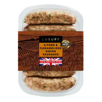 Iceland Iceland Luxury 8 Pork & Caramelised Onion Sausages 400g offer