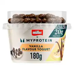 Iceland Muller MyProtein High Protein Vanilla Yogurt with Chocolate Balls offer