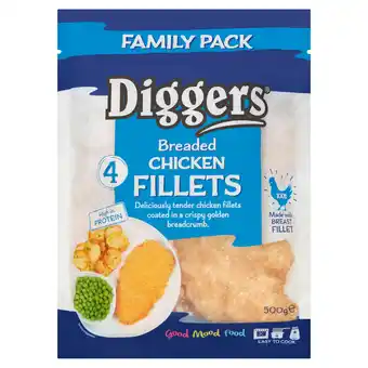 Iceland Diggers 4 Breaded Chicken Fillets 500g offer