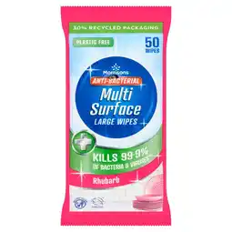 Morrisons Morrisons Antibacterial Multi Surface Large Rhubarb Wipes 50 pack offer