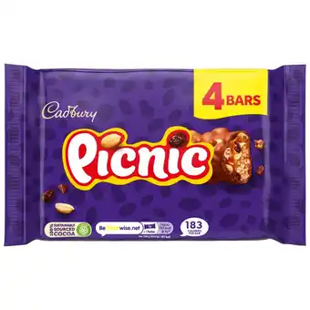 Morrisons Cadbury Picnic Chocolate Bar 4 Pack Multipack offer