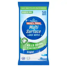 Morrisons Morrisons Antibacterial Multi Surface Original Large Wipes 50 pack offer
