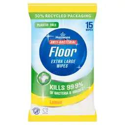 Morrisons Morrisons Extra Large Floor Wipes Lemon 15 pack offer
