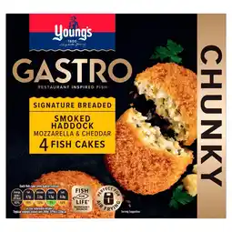 Morrisons Young's Gastro Signature Smoked Haddock & Mozzarella 4 Fish Cakes 400g offer