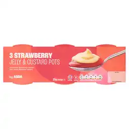 Asda ASDA 3 Strawberry Jelly & Custard Pots offer