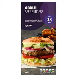 Asda ASDA 4 Balti Beef Burgers 454g offer