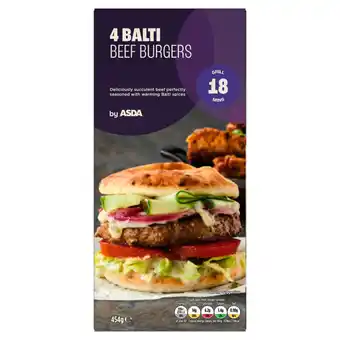 Asda ASDA 4 Balti Beef Burgers 454g offer