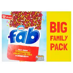 Asda Nestle Fab Milky, Chocky Strawberry Fruity Lollies with Sprinkles on Top 12 x 58ml (696ml) offer