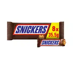 Asda Snickers Chocolate Snack Size Bars Multipack 8 x 35.5g offer