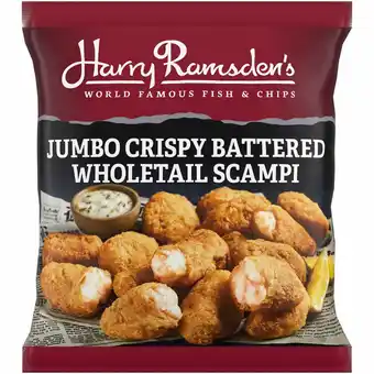 Iceland Harry Ramsdens Jumbo Crispy Battered Wholetail Scampi 300g offer