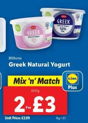 Lidl Milibona Greek Natural Yogurt offer