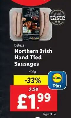 Lidl Northern Irish Hand Tied Sausages offer
