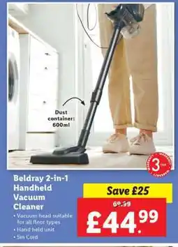 Lidl Beldray 2-in-1 Handheld Vacuum Cleaner offer