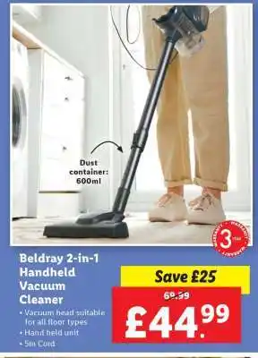 Lidl Beldray 2-in-1 Handheld Vacuum Cleaner offer
