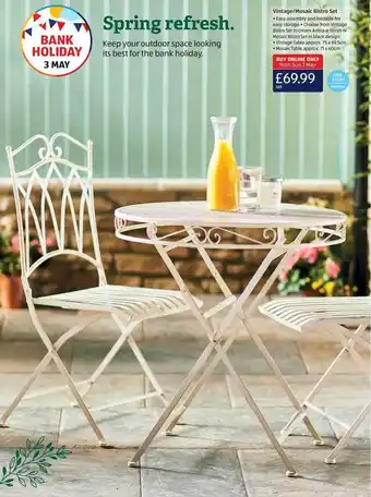 Aldi Vintage-Mosaic Bistro Set offer
