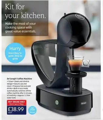 Aldi De'Longhi Coffee Machine offer