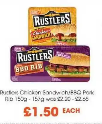 Centra Rustlers Chicken Sandwich -BBQ Pork Rib 150g - 157g offer