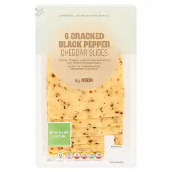Asda ASDA 6 Cracked Black Pepper Cheddar Slices 180g offer