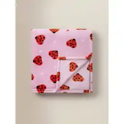Asda George Home Pink Love Bug Super-Soft Fleece Blanket - 120cm x 150cm offer