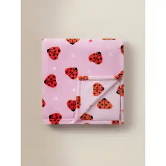 Asda George Home Pink Love Bug Super-Soft Fleece Blanket - 120cm x 150cm offer