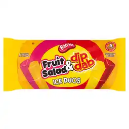 Iceland Barratt Fruit Salad & Dip Dab Ice Duos Raspberry & Pineapple, Strawberry & Lemon 8 x 80ml (640ml) offer