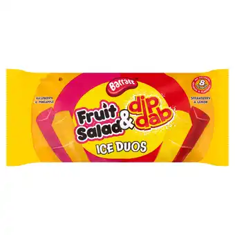 Iceland Barratt Fruit Salad & Dip Dab Ice Duos Raspberry & Pineapple, Strawberry & Lemon 8 x 80ml (640ml) offer