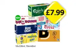 Londis Carlsberg, Rekorderlig, Brewdog Cold Beer, Bud Light, Coors, Foster's Shandy, Draught offer