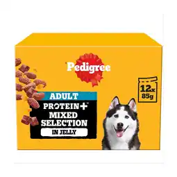 Morrisons Pedigree Protein+ Adult Dog Mixed Selection In Jelly 12x85g offer