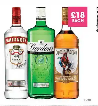 Centra Smirnoff, Gordon's, Captain Morgan offer