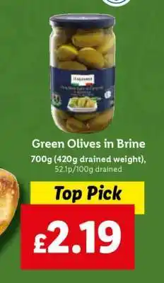 Lidl Green Olives in Brine offer