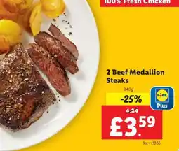 Lidl 2 Beef Medallion Steaks offer