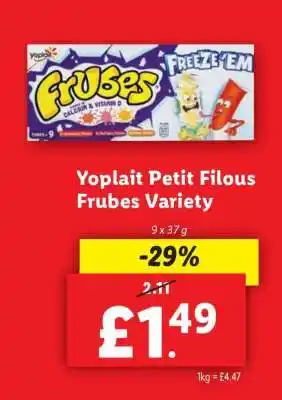 Lidl Yoplait Petit Filous Frubes Variety offer