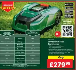 Lidl PARKSIDE 20V Smart Robot Lawnmower offer
