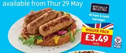 Aldi 10 Pork & Leek Sausages offer