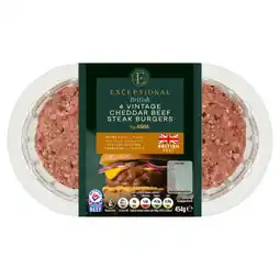 Asda Exceptional by ASDA 4 Vintage Cheddar Beef Steak Burgers 454g offer