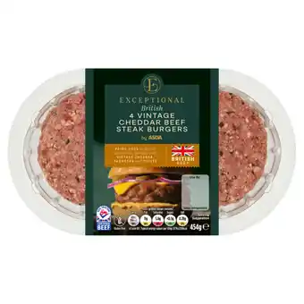 Asda Exceptional by ASDA 4 Vintage Cheddar Beef Steak Burgers 454g offer