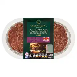 Asda Exceptional by ASDA British 4 Caramelised Red Onion Beef Steak Burgers 454g offer