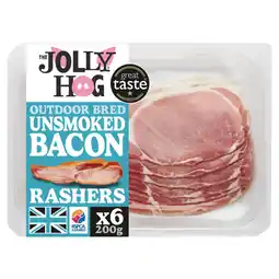 Asda The Jolly Hog 6 Outdoor Bred Unsmoked Back Bacon British Rashers 200g offer