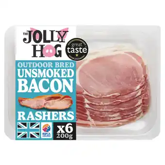 Asda The Jolly Hog 6 Outdoor Bred Unsmoked Back Bacon British Rashers 200g offer