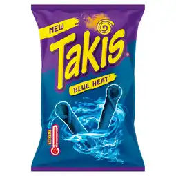 Iceland Takis Blue Heat Seasoned Chilli and Lime Flavour Fried Corn Snack 180g offer