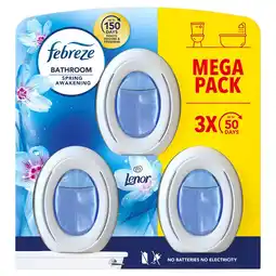 Morrisons Febreze Bathroom Air Freshener Liquid Membrane Spring Awakening 3 Pack offer
