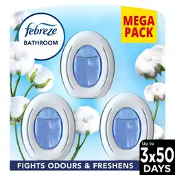 Morrisons Febreze Bathroom Air Freshener Liquid Membrane Cotton Fresh 3 Pack offer
