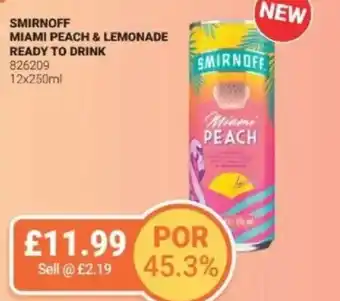 Bestway Smirnoff miami peach & lemonade ready to drink offer