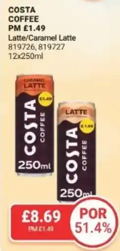 Bestway COSTA COFFEE Latte/Caramel Latte offer