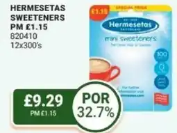 Bestway Hermesetas sweeteners offer