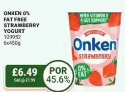 Bestway Onken 0% fat free strawberry yogurt offer