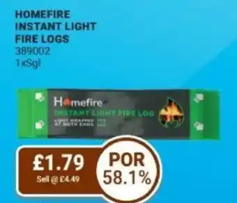 Bestway Homefire instant light fire logs offer